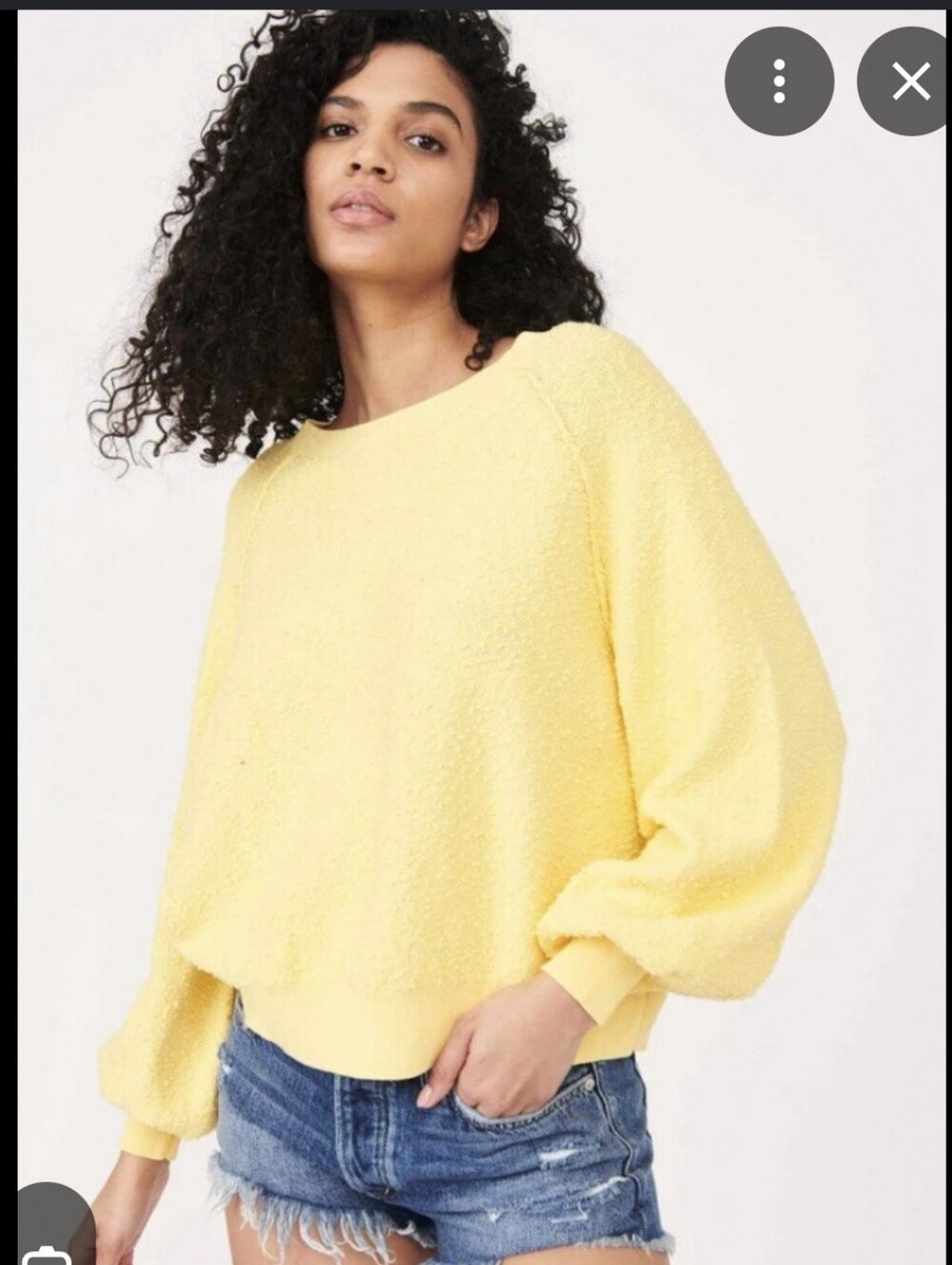 Free People Yellow Found My Friend Crewneck Sweater